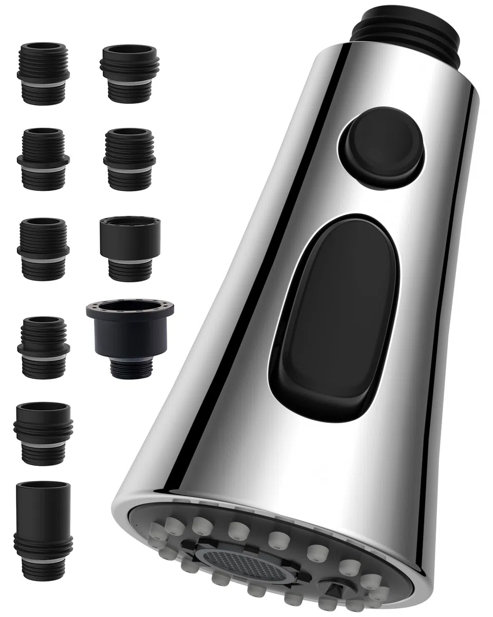 Hibbent Rubinetto Cucina con Docetta Estaibinile Ricambio, Rompigetto a 3 Funzioni per Lavello, Miscelatore Cucina con 9 Adattatori, Compatibile con Maggior Parte di Rubinetto G1/2, Cromo