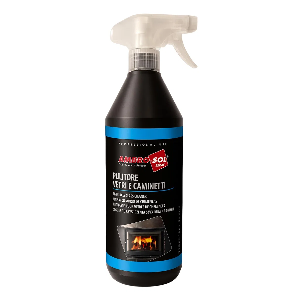 1 Pulitore vetro camino pulizia vetri caminetti stufe Flacone da 750 ml rimuovi fuliggine sgrassatore professionale