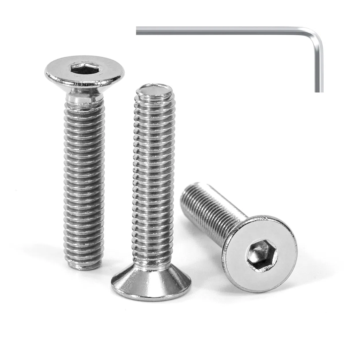 Tunejoy Viti a Testa Svasata M5 x 25 mm Vite a testa svasata Brugola Bulloni in Acciaio Inox A2 V2A Viti a Testa Piatta Norma DIN 7991 con Chiavi a Esagono Filettatura Completa 30 pezzi