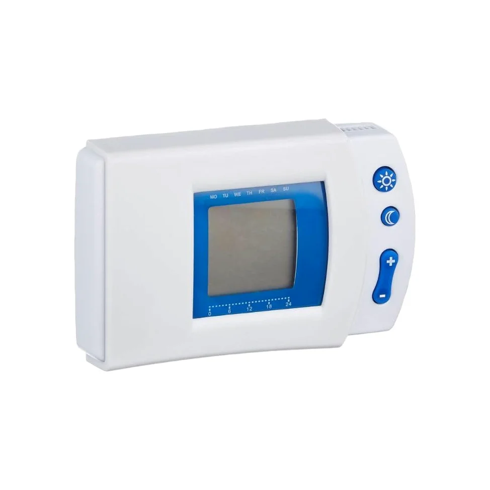 Cronotermostato Digitale Programmabile con Display LCD, Funzione Vacanza ed Energy Saving, Range 5–30°C, Alimentazione a Batterie