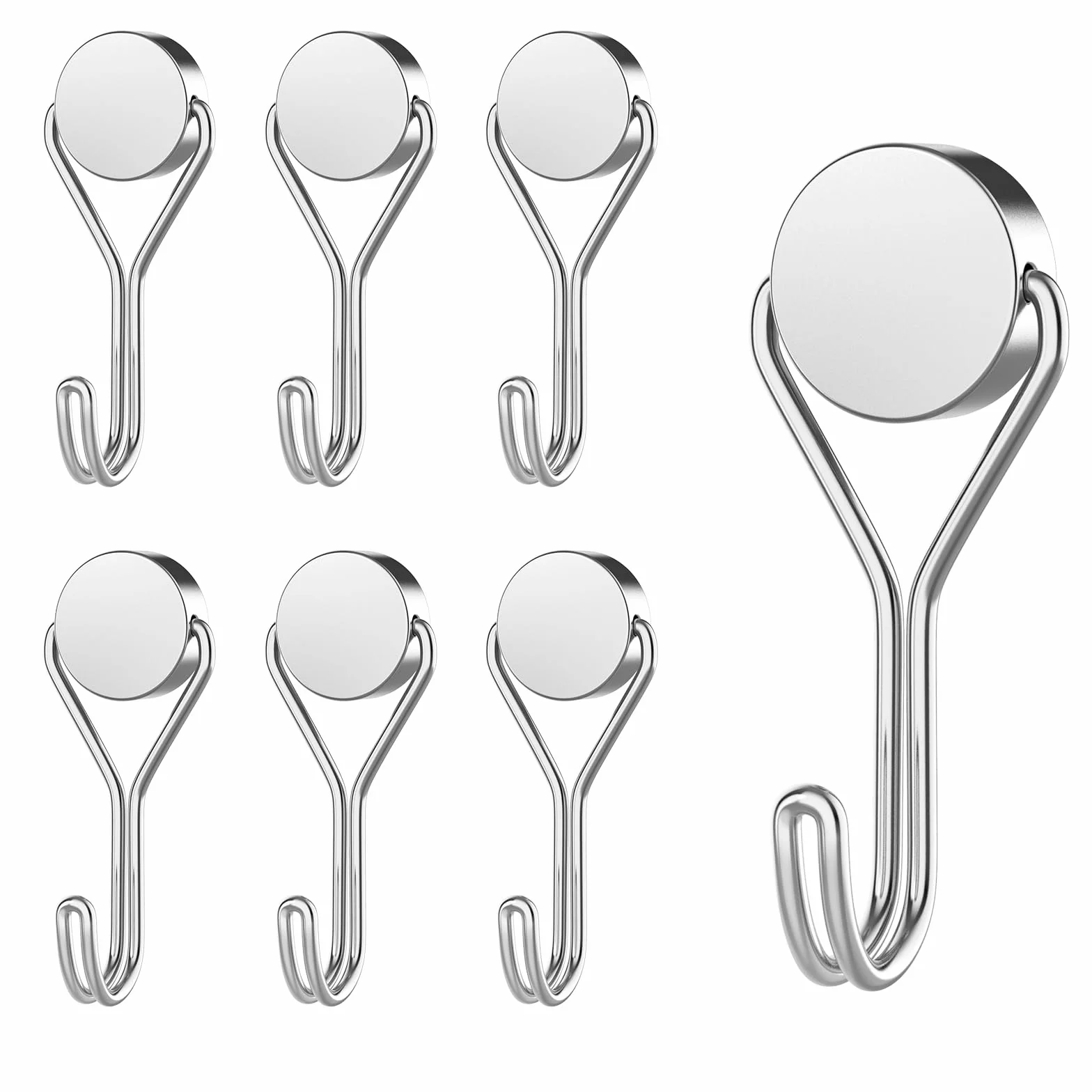 MOGADEE® Ganci magnetici, 6 pezzi ganci magnetici argento extra forti per cucina, gadget, camera da letto, armadietti, ufficio, frigorifero, appendere luci decorative, barbecue, attrezzi da giardino –