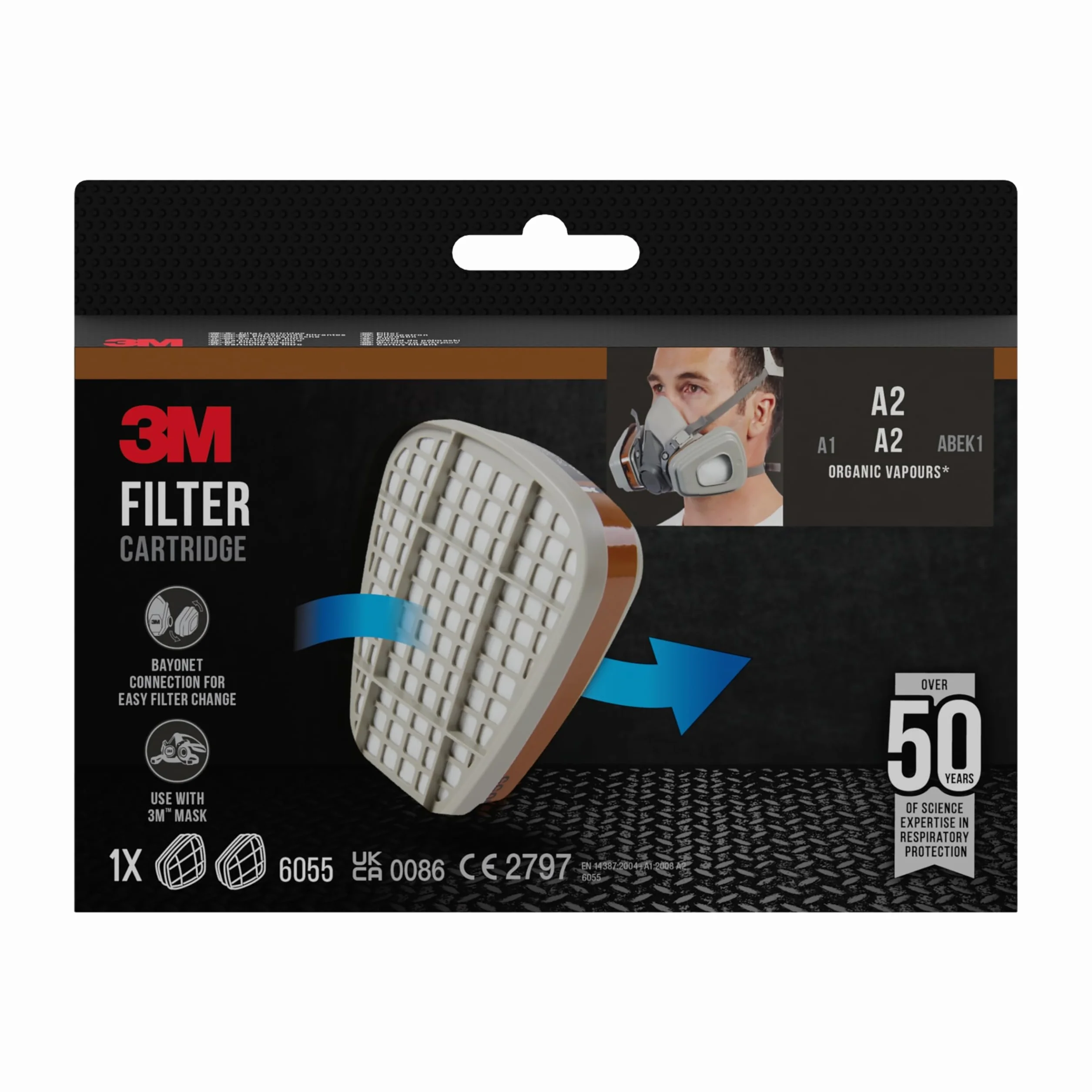 3M Cartuccia filtrante attiva 6055, 1 unità (confezione da 1), assortita