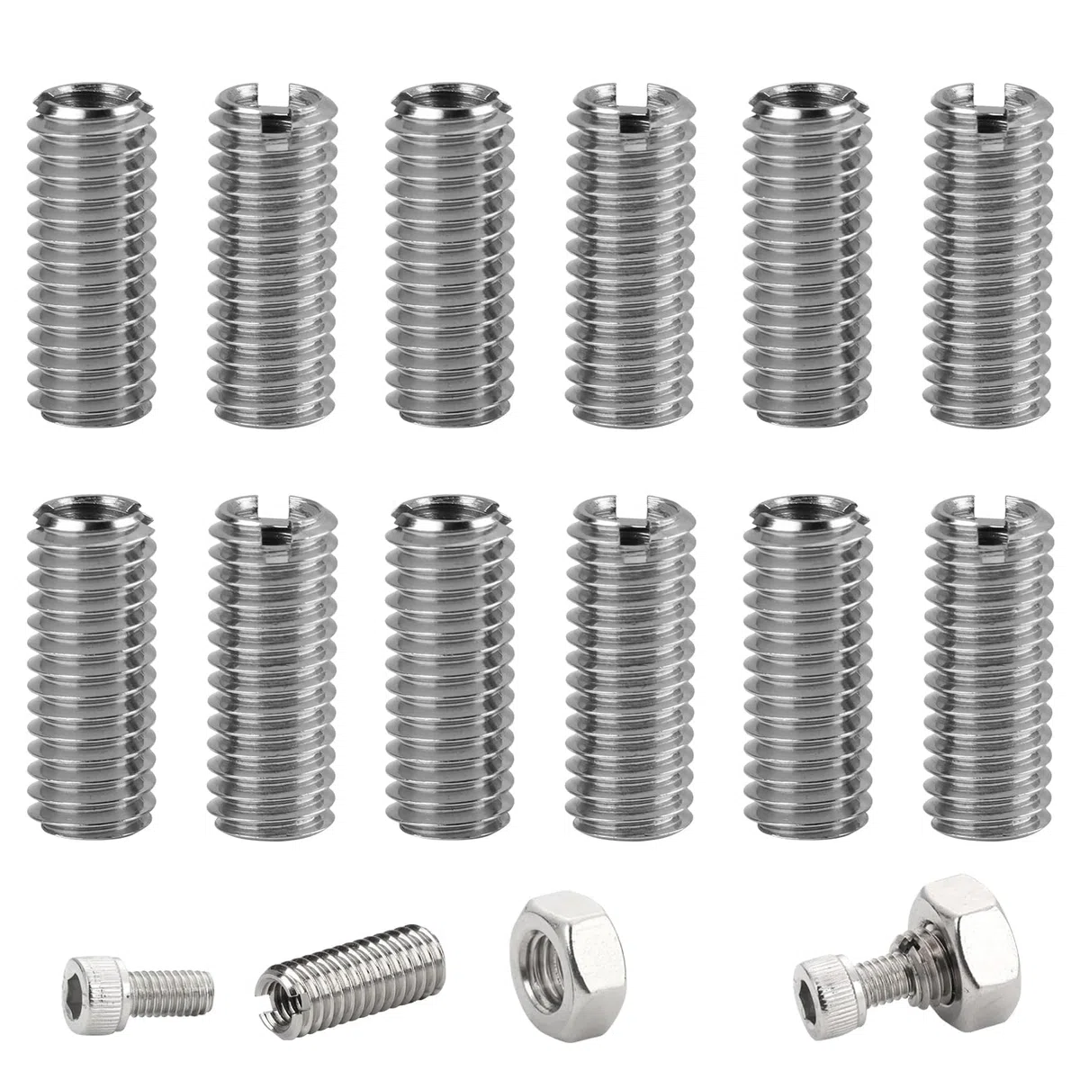 12 pezzi manicotto filettato M6 su M4, adaptatore filettatura M6, inserti filettati, kit di riparazione, boccole filettate in metallo per automobili e turbine a vapore