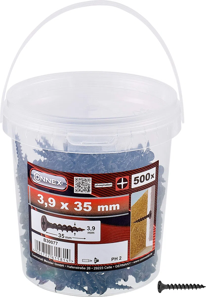CONNEX, B30077, Viti del muro a secco 3,9 x 35 fosfato, 500 g in un secchio