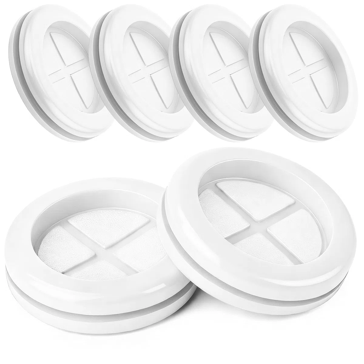 6 tappi per carrozzeria da 20 mm, colore bianco, passacavo, impermeabili, rotondi, per la protezione dei cavi, connettori per cavi