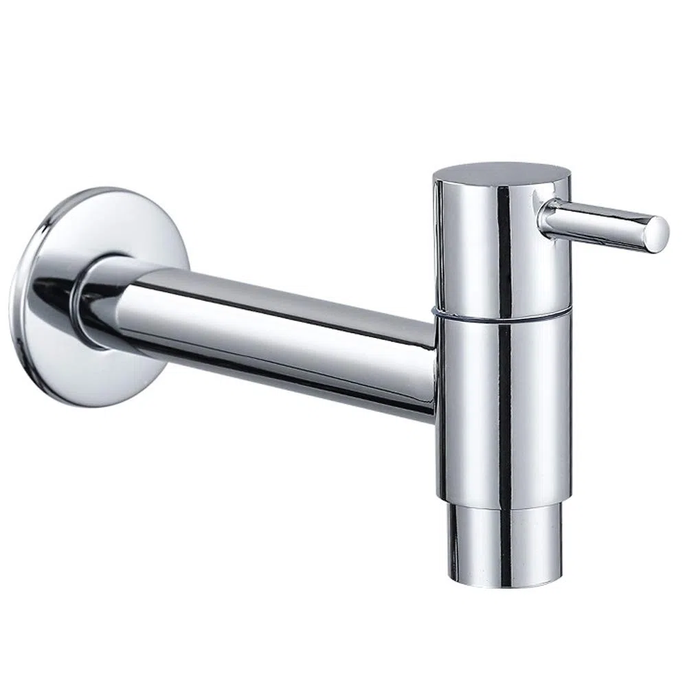 Rubinetto a Parete, Miscelatore Lavabo da Cucina, Bagno, Giardino, Argento, Spazzolato