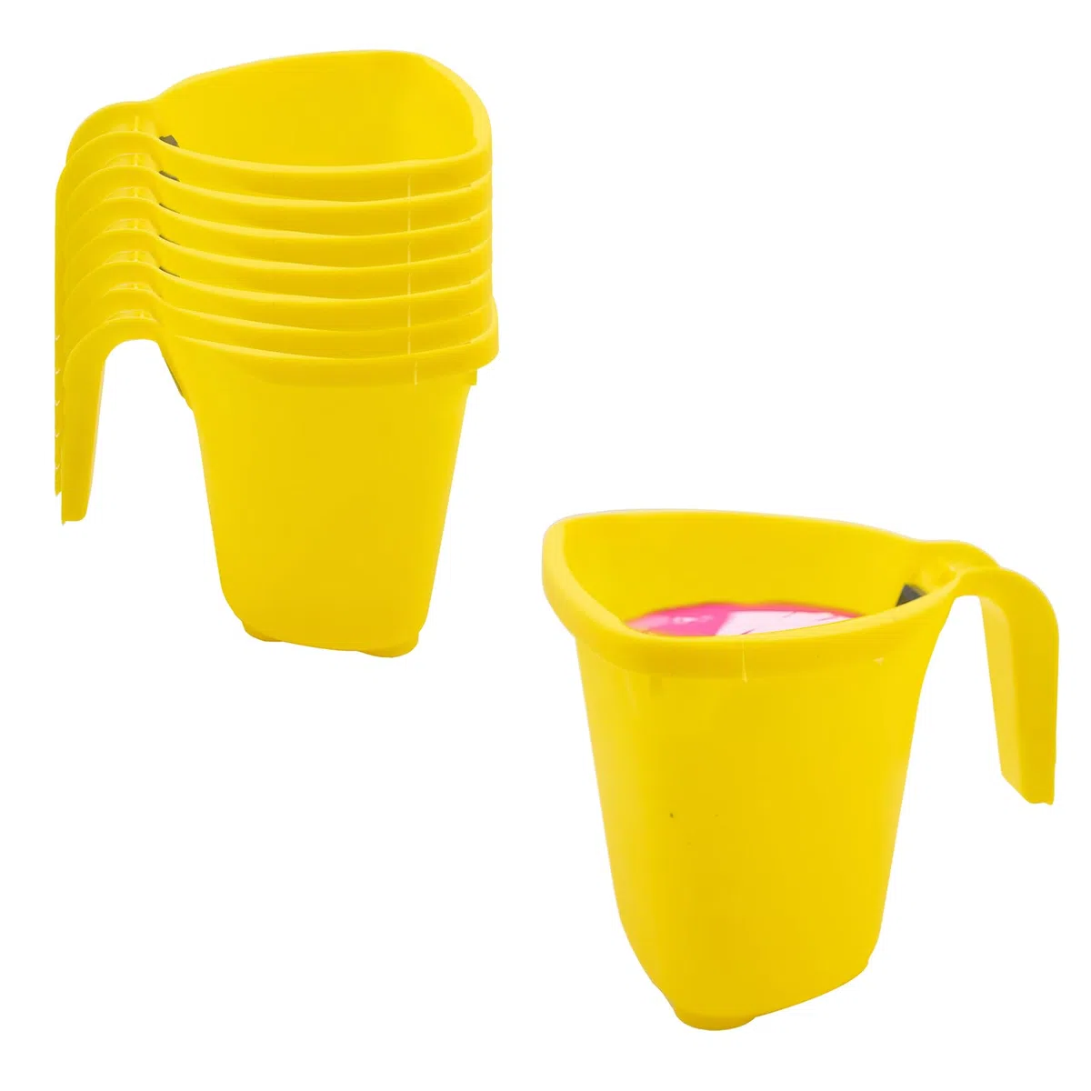 8 secchi di colore con manico, 2 l, con portaspazzole magnetiche, per trattamenti di superfici lisce, pareti, mobili, decorazioni e riparazioni, colore giallo
