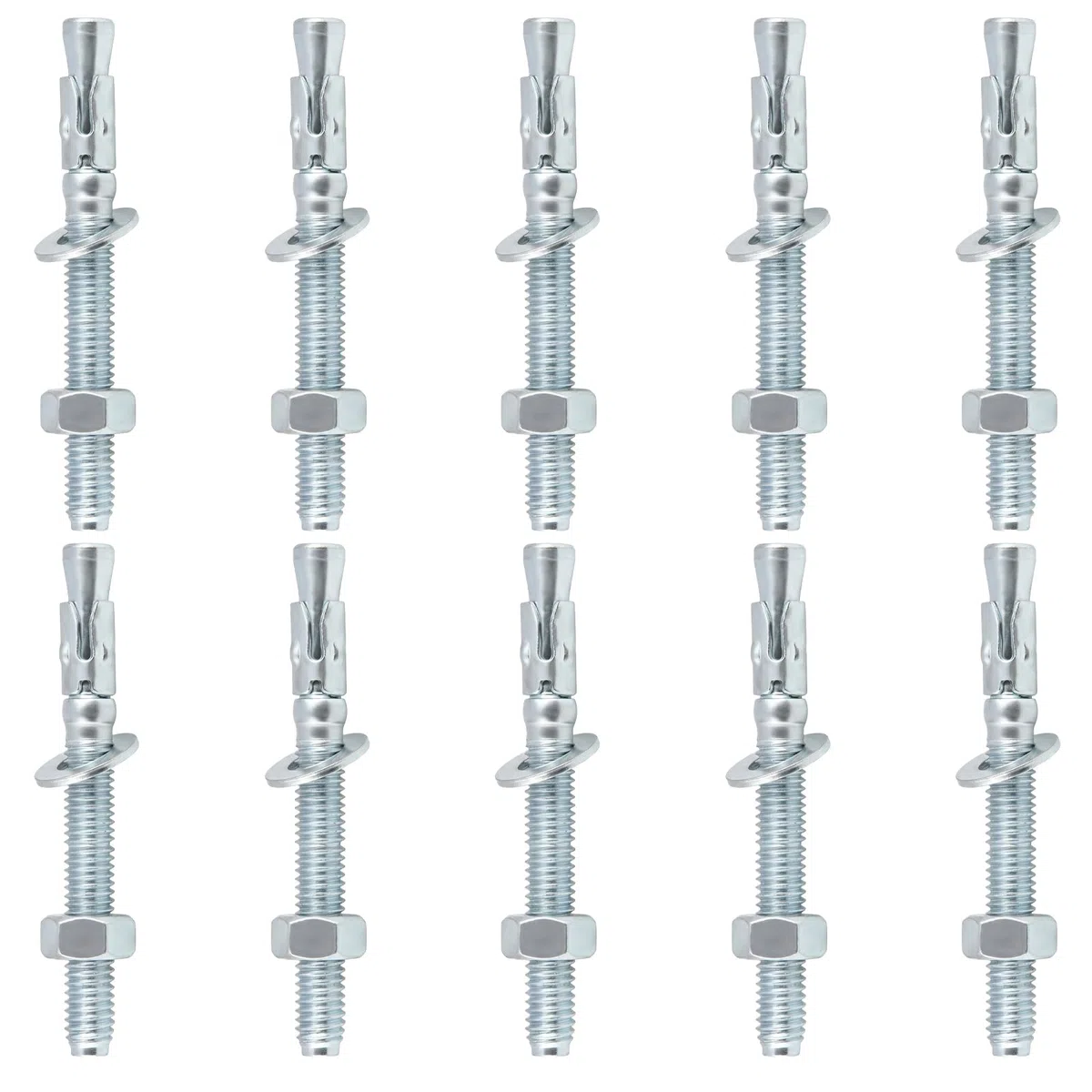 10 Pezzi Ancoraggi a cuneo zincati M8 x 80 mm, tasselli in metallo, bullone di ancoraggio, ancoraggio per muratura, ancoraggio per calcestruzzo
