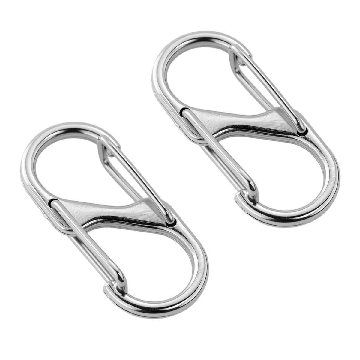 12 Pezzi Mini moschettoni in lega Alluminio S, Fibbia in zinco Doppio moschettone a forma di S,Argento Piccoli Moschettone,Moschettone Portachiavi,per campeggio,all'aperto