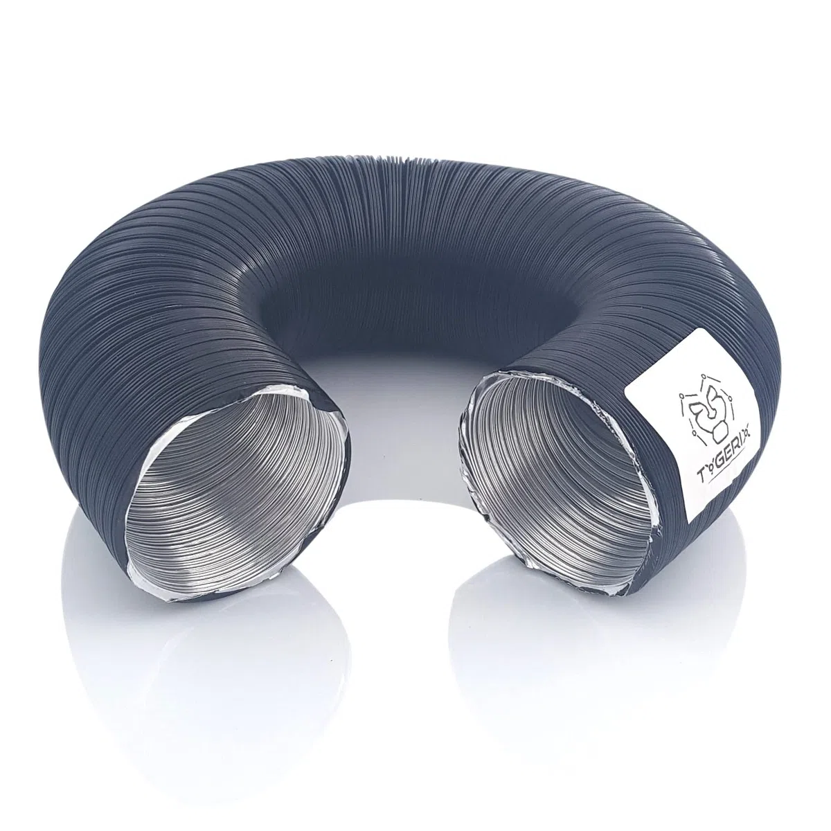 TYGERIX Tubo Flessibile in Alluminio Diametro 60 mm Nero | Allungabile fino a 1 metro | Alta Resistenza al Calore fino a 250°C | Più spessore e Più resistenza | Colore Brillante | Modello TOP