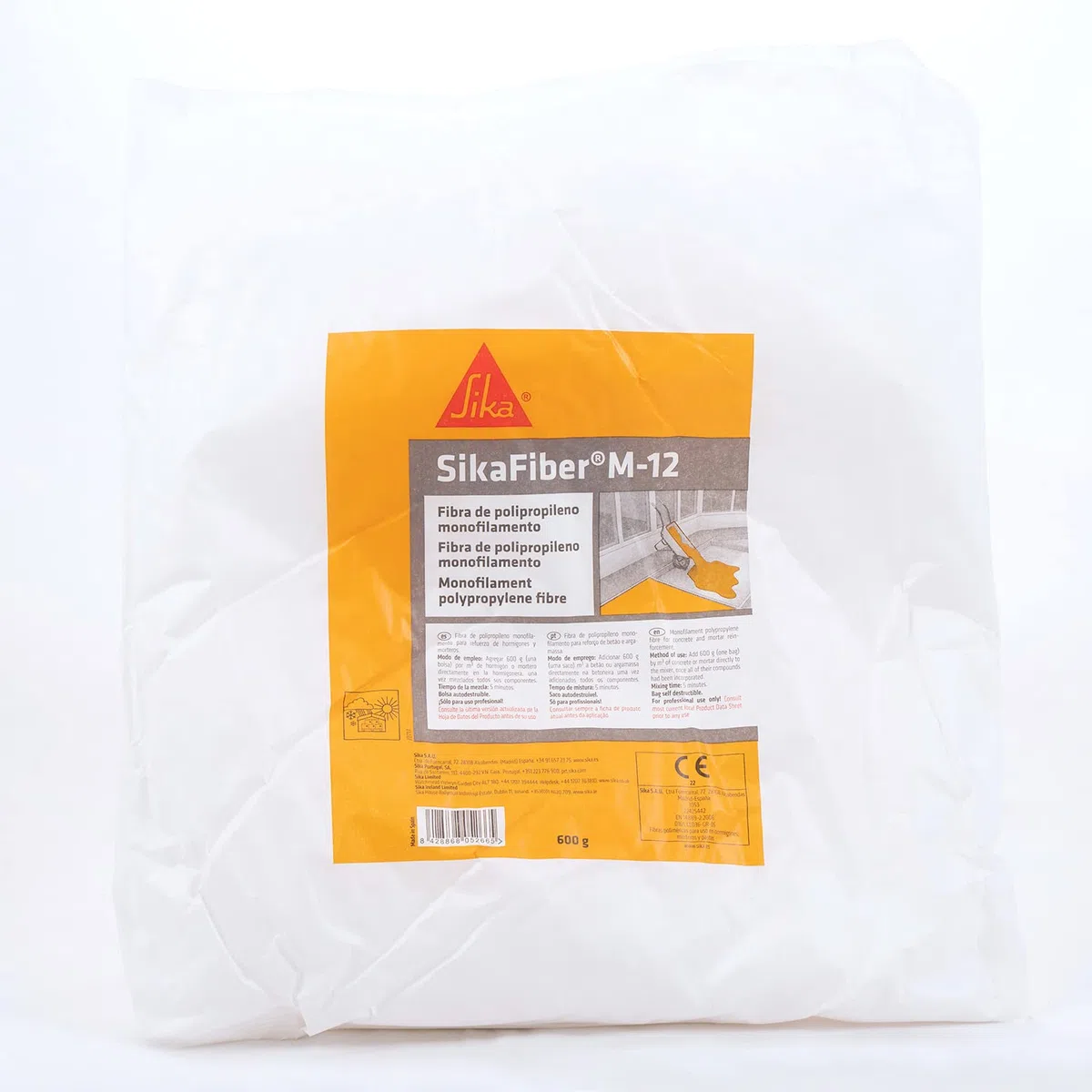 SIKA - Fibre di polipropilene da 12 mm - SikaFiber M12 - per rinforzare e rivestire strutture - calcestruzzo e malta - riduce le fessure - 600 g