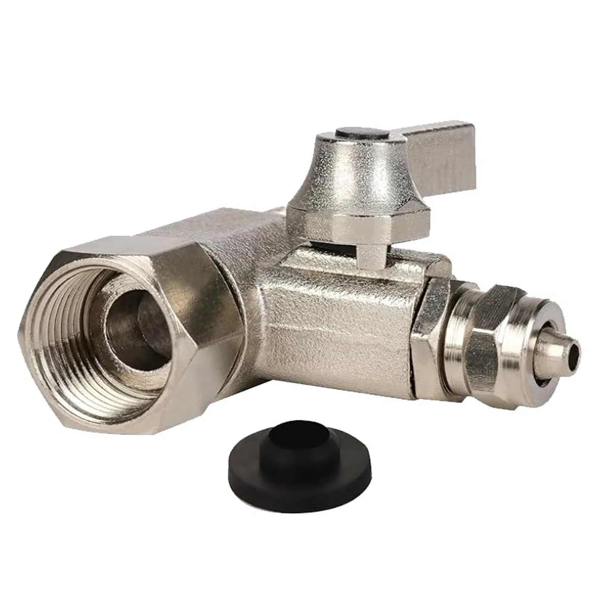 Valvola di Intercettazione Adattatore a T G 3/8 Pollice X G 3/8 PolliceX 1/4 Pollice (Nessun Filo) per Raccordo Acqua, Splitter in Ottone, Raccordo Rubinetto Tubo, Facile da installare
