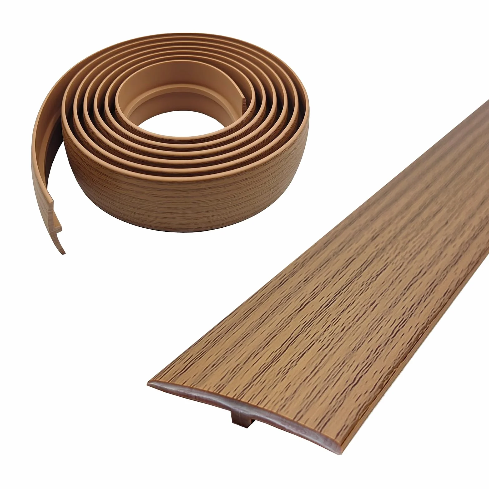 Profilo di transizione autoadesivo, larghezza 50 mm, elemento a T flessibile in PVC per strisce di transizione, listello di transizione senza foratura, listello di copertura (quercia gialla, 3 m)