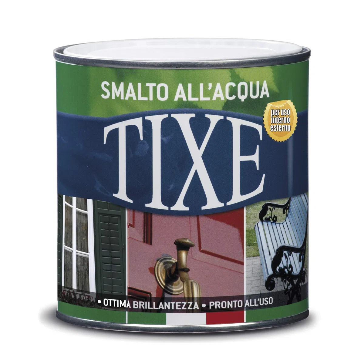 TIXE Smalto all'Acqua per Legno e Metallo | Vernice all'Acqua Pronto all'Uso, Resistente Copertura Lucida o Opaca | 500 ml | Bianco Opaco | Made in Italy