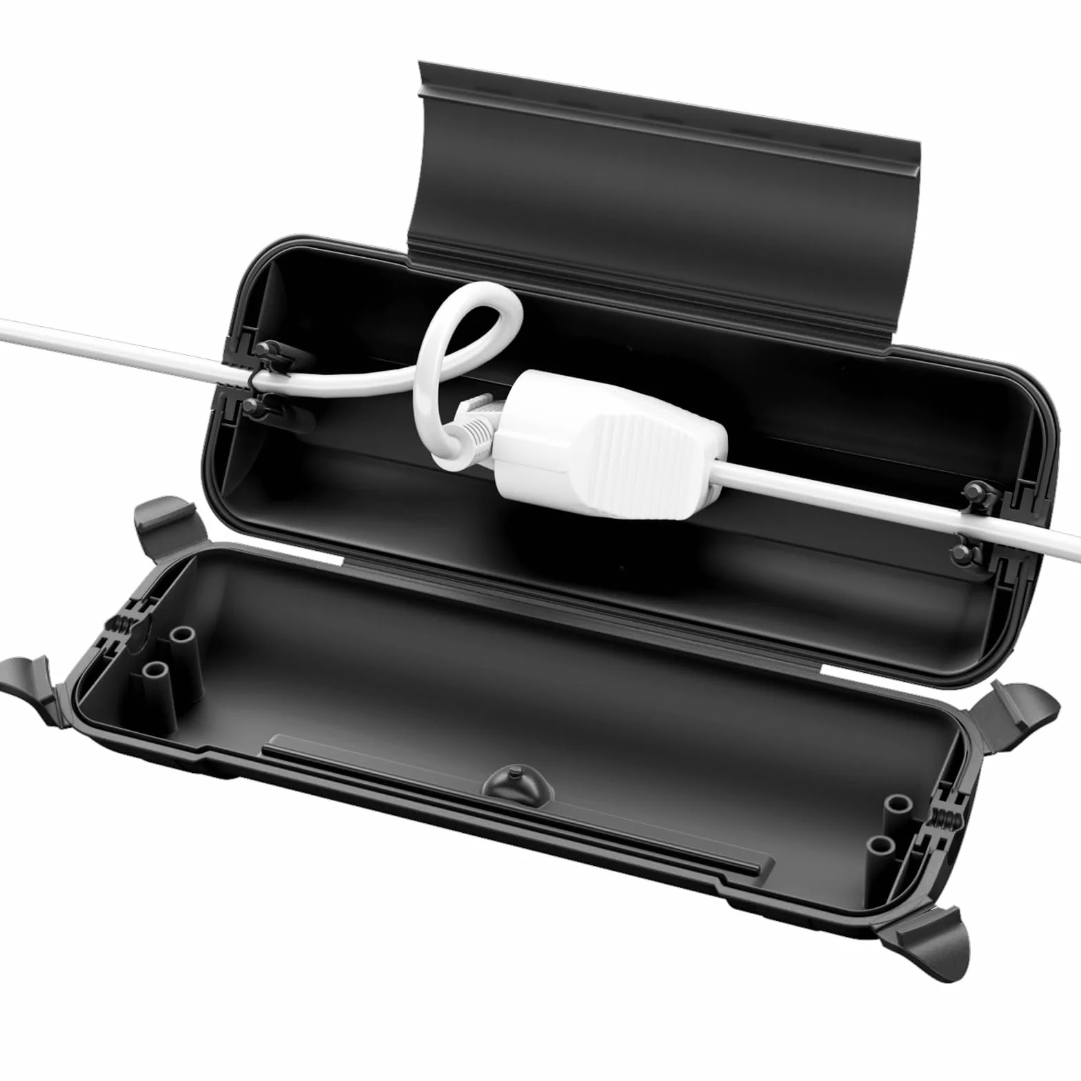 RESTMO Scatola di Protezione Stagna IP44 (290x110x75 mm) – Resistente alle Intemperie, Impermeabile per Prolunghe, Decorazioni per Vacanze e Utensili Elettrici in Plastica, Nero