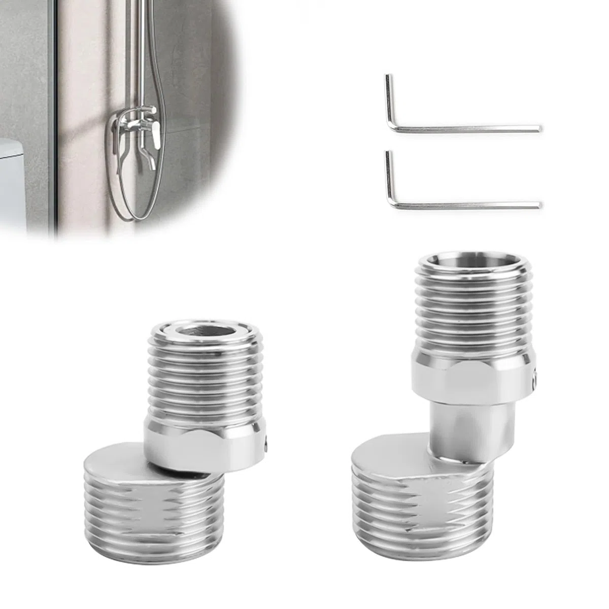 PARFCO Raccordo Eccentrico Rubinetto 2 Pezzi Accessori per Soffione Angolo, Testa Gomito 360 Gradi, Adattatore per Rubinetto Doccia, Rubinetto Angolo Vite Eccentrico, per Cucina, Bagno