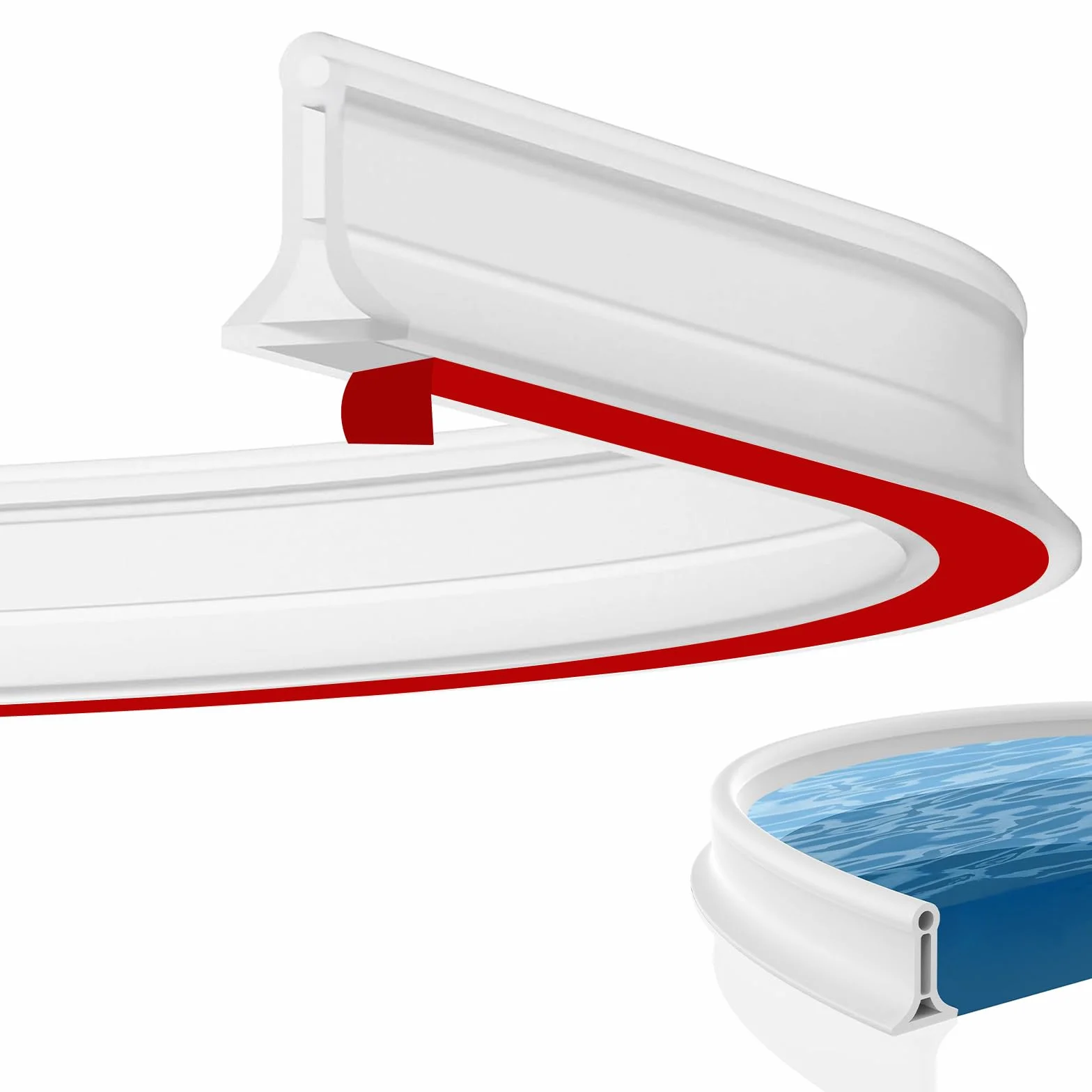Striscia protettiva per doccia, autoadesiva, in silicone, per bagno e cucina, toilette, può essere tagliata e piegata (bianco, 200 cm x 4 cm x 3 cm)