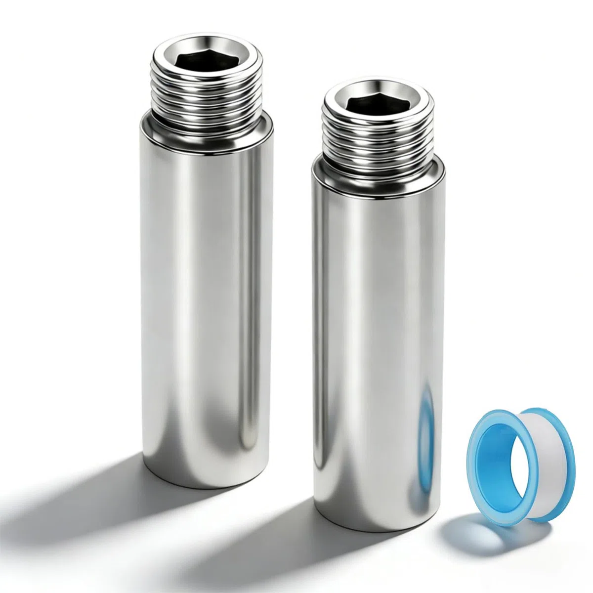 2 prolunghe per rubinetto, 1/2", 100 mm, in acciaio inox, prolunga per attacco dell'acqua, prolunga filettata, tubo di prolunga per rubinetti, valvole angolari, soffioni doccia