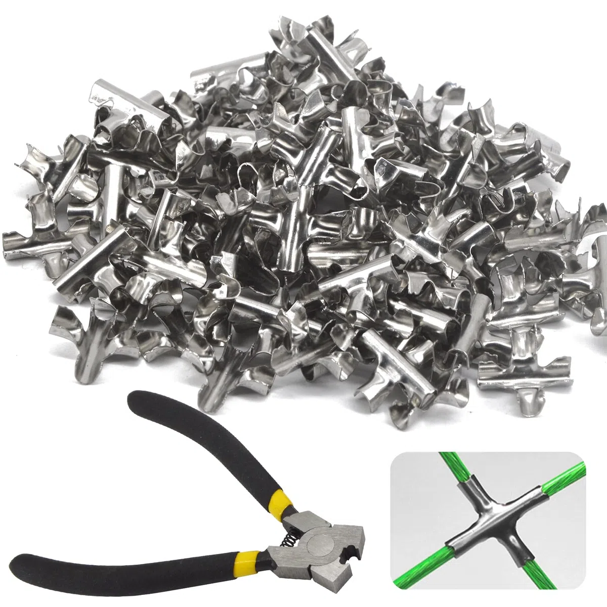 Morsetti per cavi incrociati in acciaio inossidabile 304 per ringhiera per cavi con fibbia a croce φ3,5-4 mm (100 pezzi)