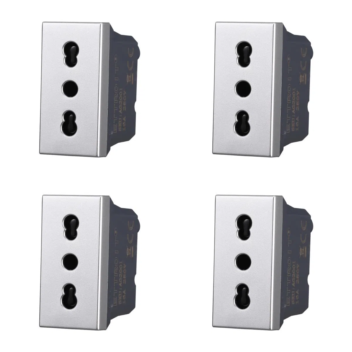 4 Pezzi Presa Bipasso Compatibile Con Bticino Axolute (Grigio)