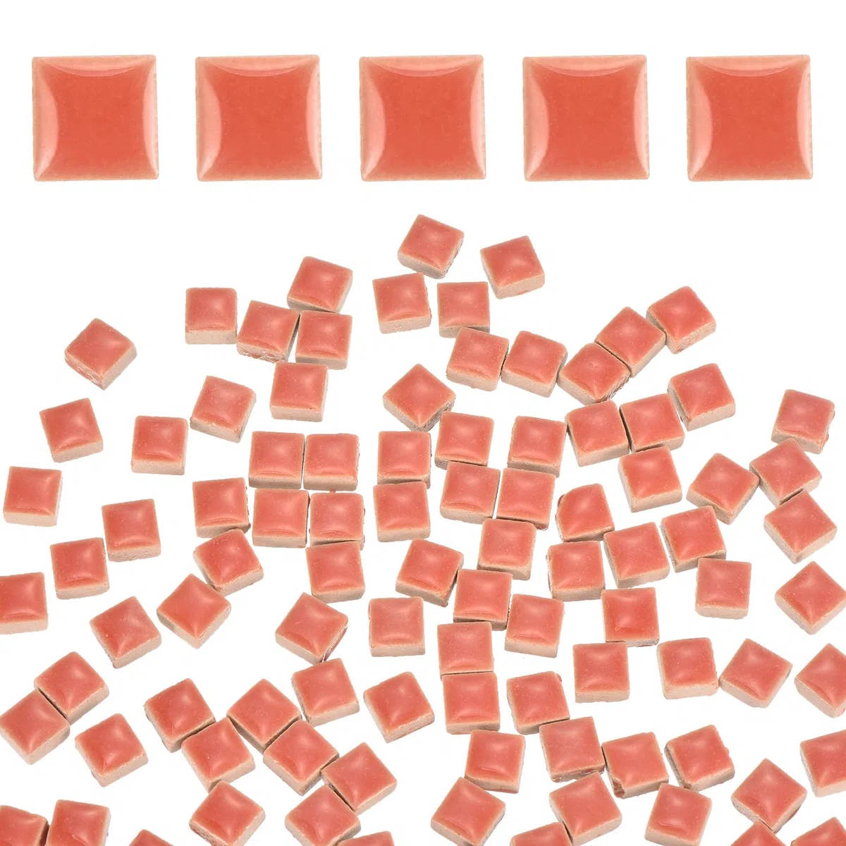 QUARKZMAN Piastrelle Mosaico per Artigianato 0.44 LB Quadrate Smaltate, 0.4x0.4 Pollici Ceramica Mosaico Pezzi Luminosi Corallo Forniture All'ingrosso per Immagine, Decorazione Regali