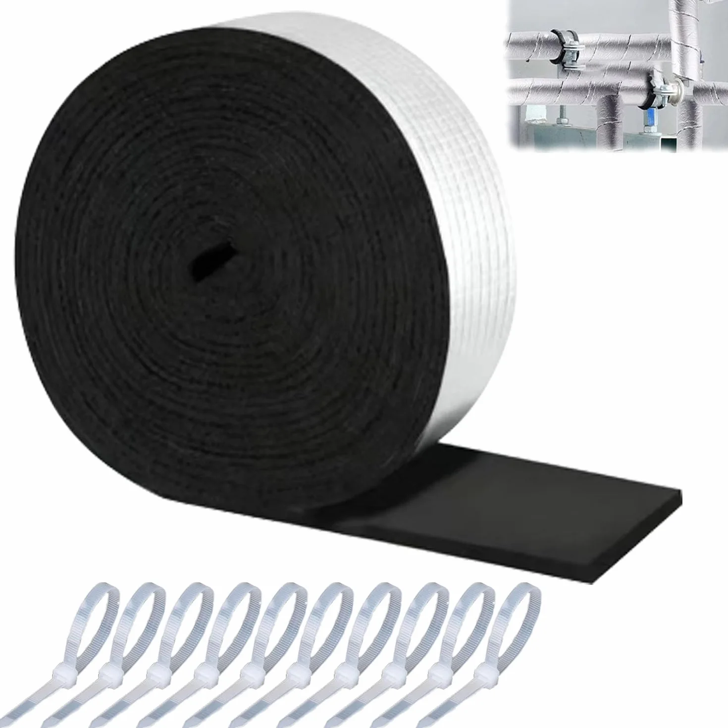 Tubo in Schiuma Isolante per Tubi 1 Rotoli Isolamento per Tubi di Riscaldamento 10 m x 5 cm Nastro Isolante con Schiuma Tubo Isolante Antigelo per Esterni Per la Protezione Dell'isolamento