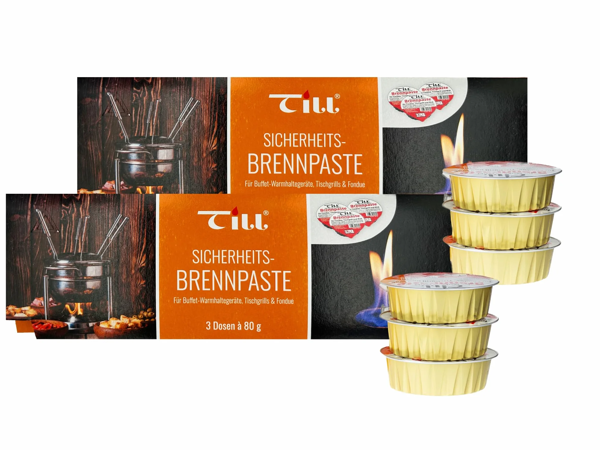 TILL Set di pasta per carburante di sicurezza da 3 a 80 g (2x set di 3 80g (6 pezzi))