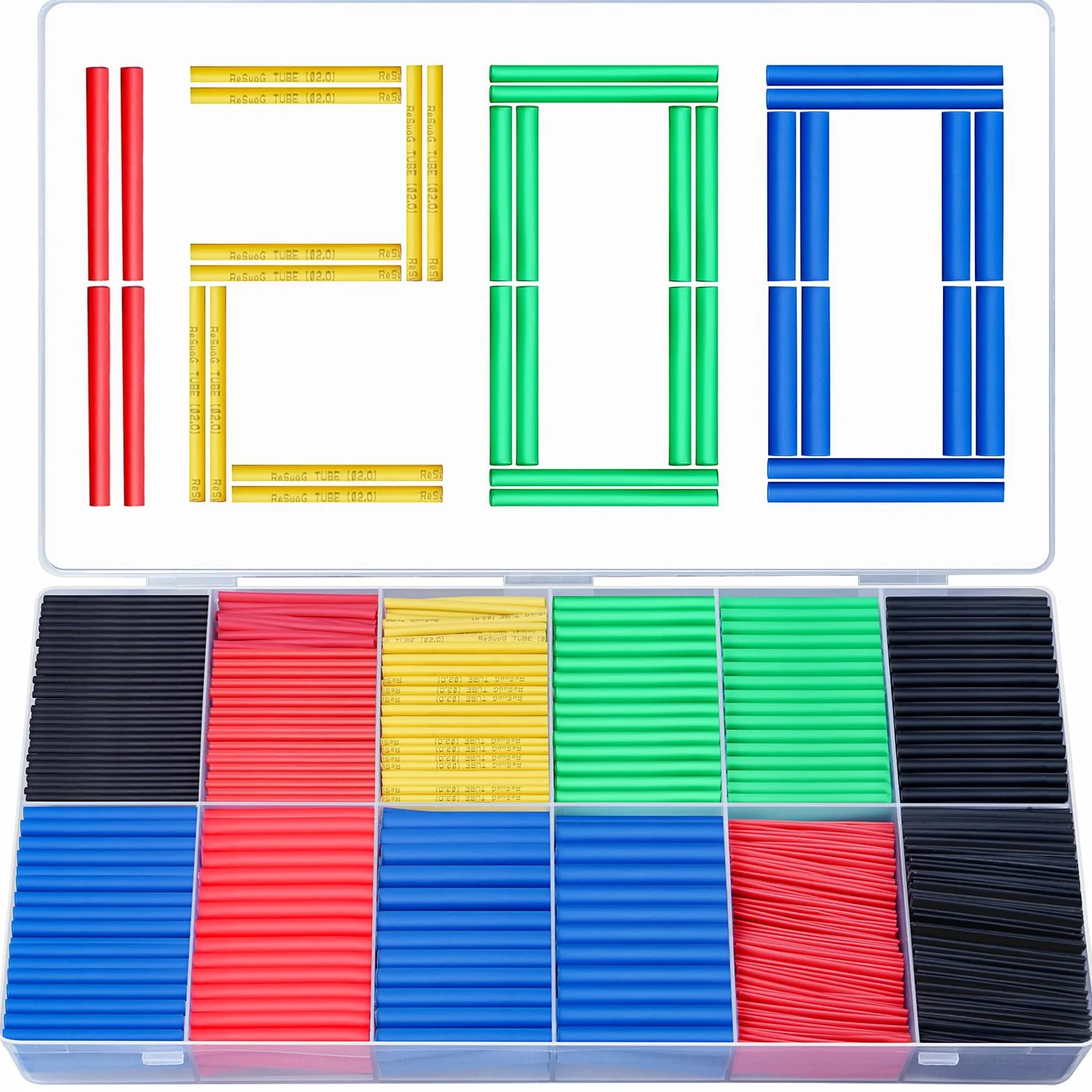 Preciva Guaine Termorestringenti Tubi 1200 Pezzi,Tubo Termorestringente per Cavi Elettrici Assortimento per Hobbisti per l'arte fai-da-te,Rapporto di restringimento 2: 1, 5 colori, 12 taglie