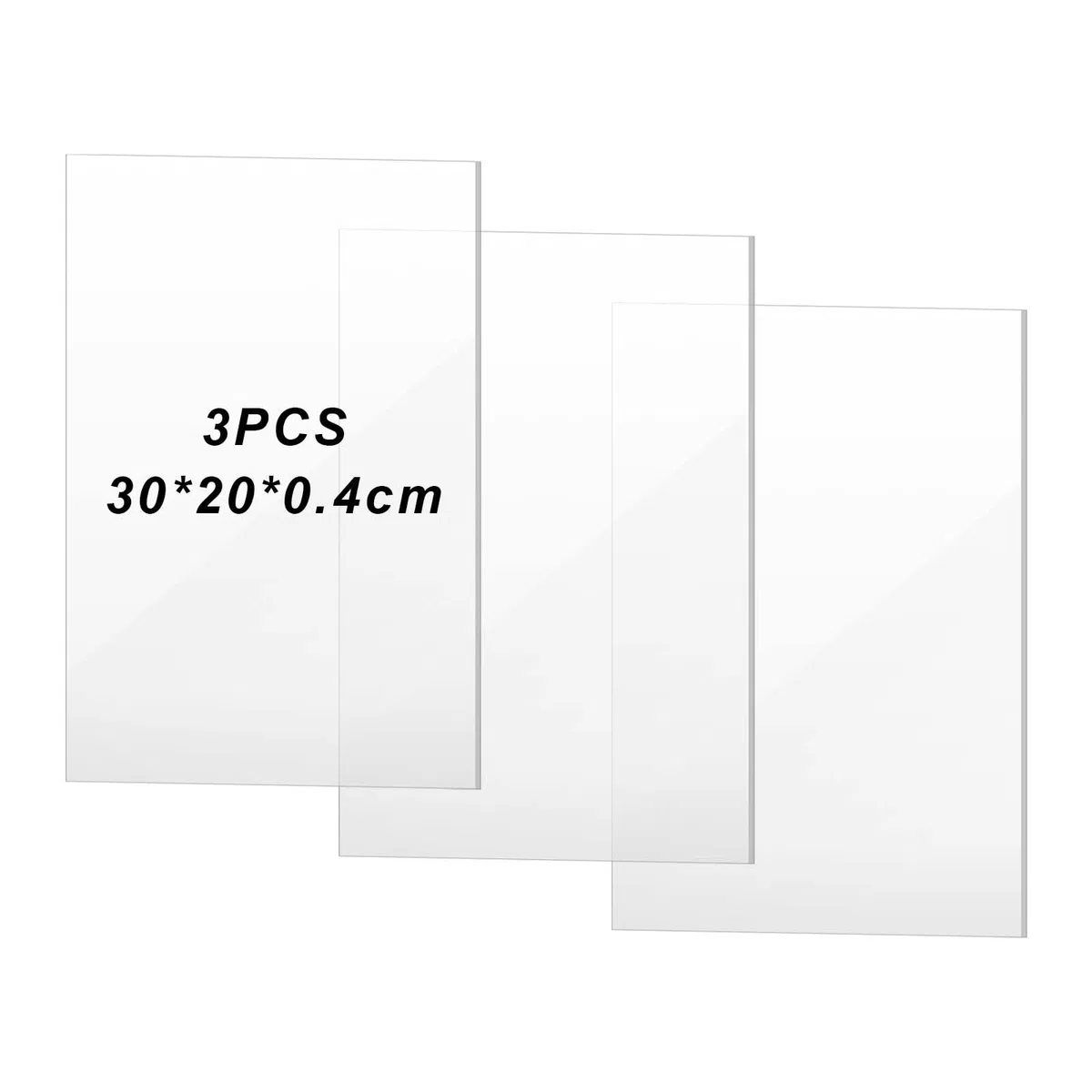 3 pezzi Lastre Acrilica, dimensioni 30 x 20 cm, spessore 4 mm, Fogli acrilici in Trasparente, Pannelli acrilici trasparenti, Fogli Acrilici Trasparente, cornice per foto, espositore per progetti