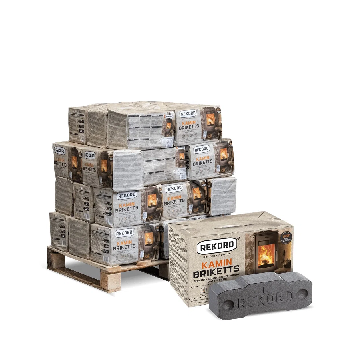 PALIGO Bricchette di Lignite 10 kg x 30 Contenitori, 300 kg, 1 Pallet per Camino