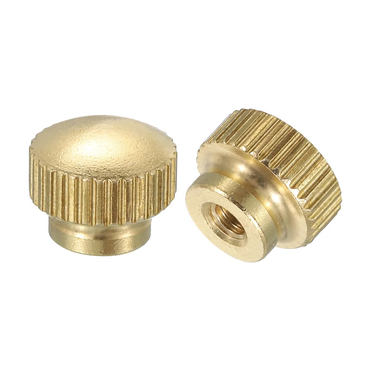 QUARKZMAN Dadi a Farfalla Scanalati, 2pz M3 x D10mm x H8mm Foro Cieco Ottone a Testa Alta con Colletto a Testa Alta Foro Cieco Elementi Fissaggio Pomelli Rotondi per Parti Stampanti 3D