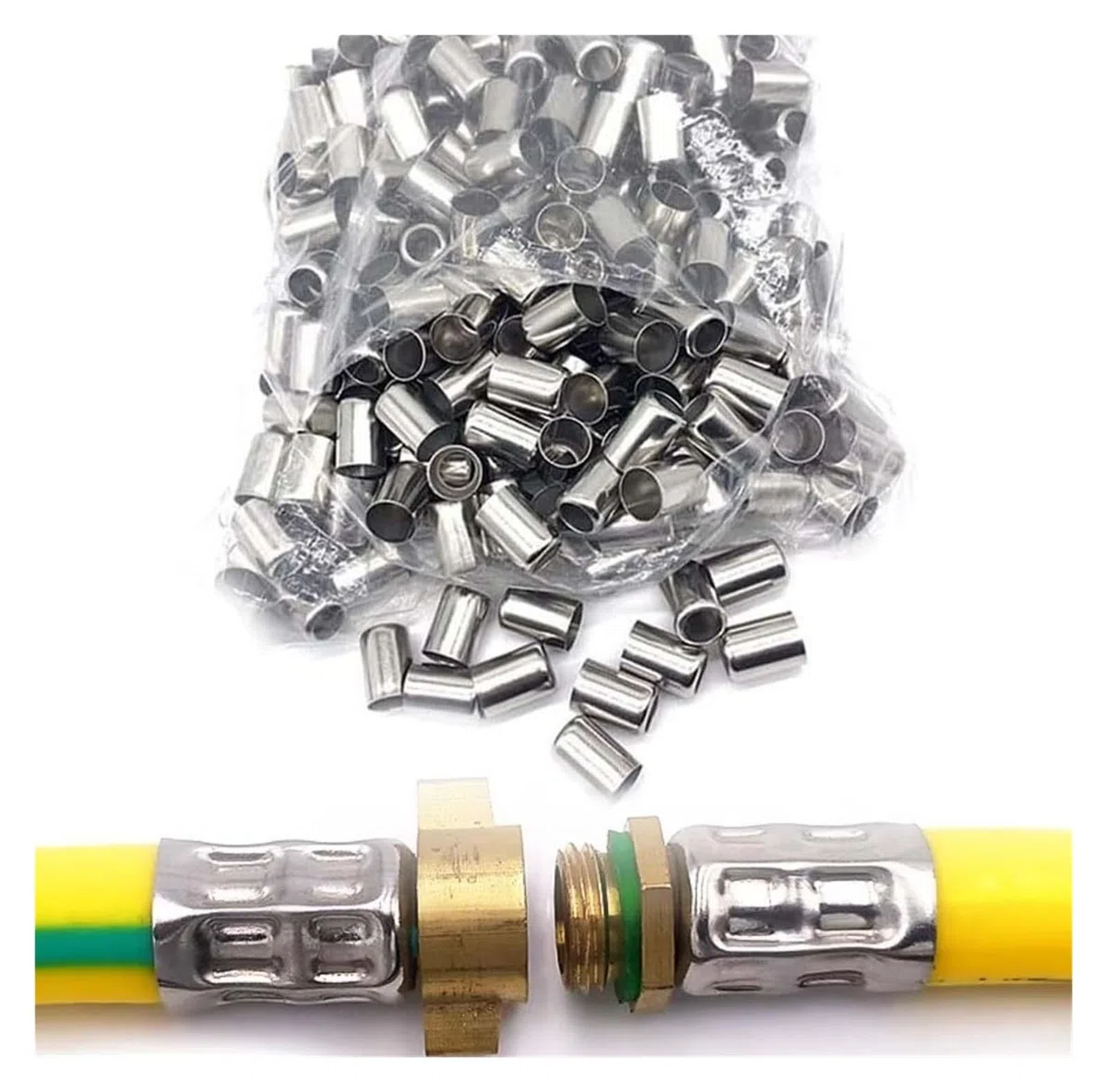 Manicotto di pressatura in acciaio inossidabile, giunto for manicotto di crimpatura for tubi flessibili ad alta pressione - 50 pezzi 11,5 mm-31 mm connettore di scarico for tubi dell'acqua e progetti