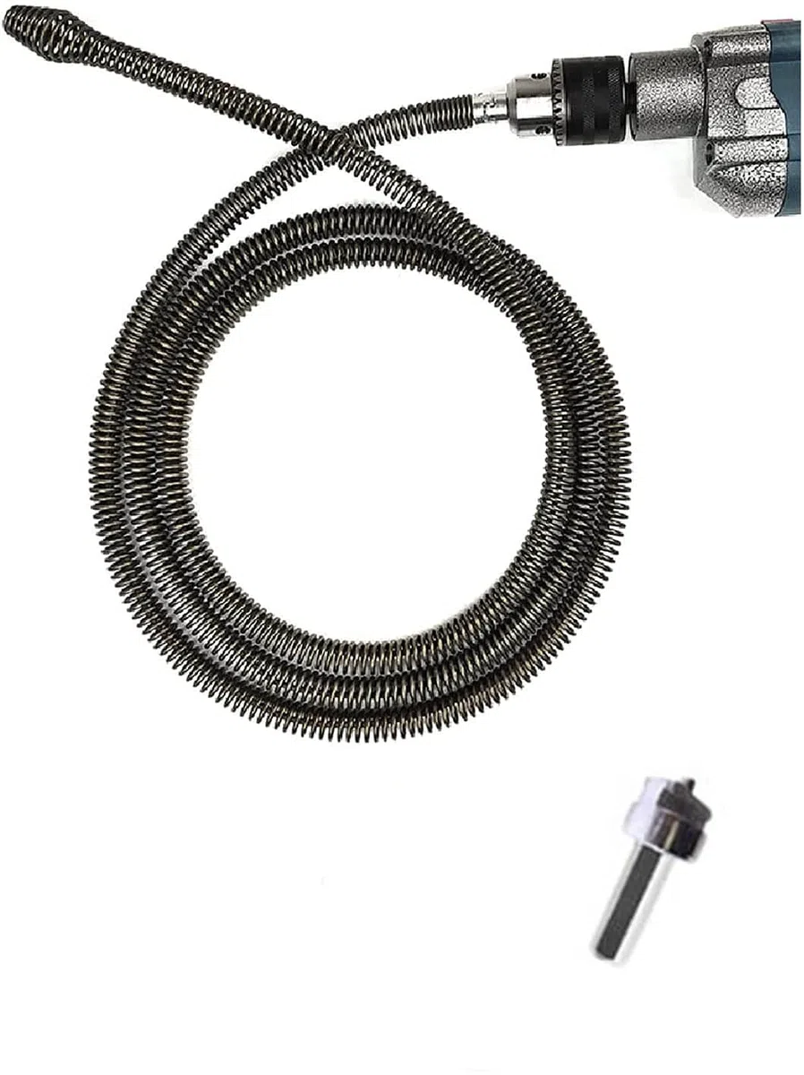 Strumento di Dragaggio di Tubi a Molla, Dispositivo di Rimozione Degli Intasamenti per Lo Scarico del Serpente con Adattatore per Trapano, per Lavello Della Cucina, Bagno, Vasca (2m)
