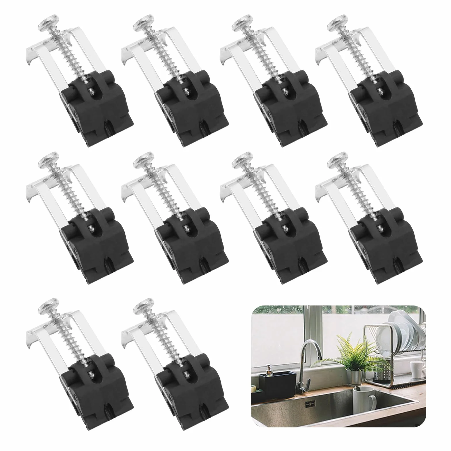 Sottopiano Lavello Clip per Lavello Cucina in Acciaio Inox, Set da 10 Pezzi, Clip di Fissaggio per Lavandini, Lavelli da Cucina, Docce