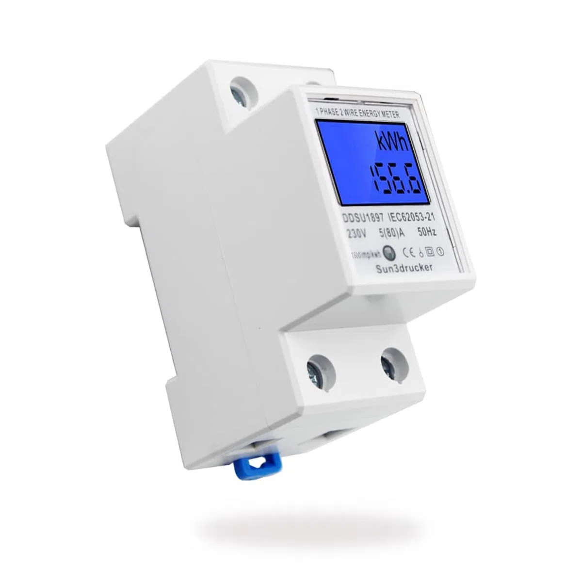 Contatore elettrico a 1 fase, contatore di corrente alternata, 80 A, 230 V, DIN LCD, contatore intermedio/corrente, contatore di consumo, contatore di corrente alternato, contatore di interfaccia S0