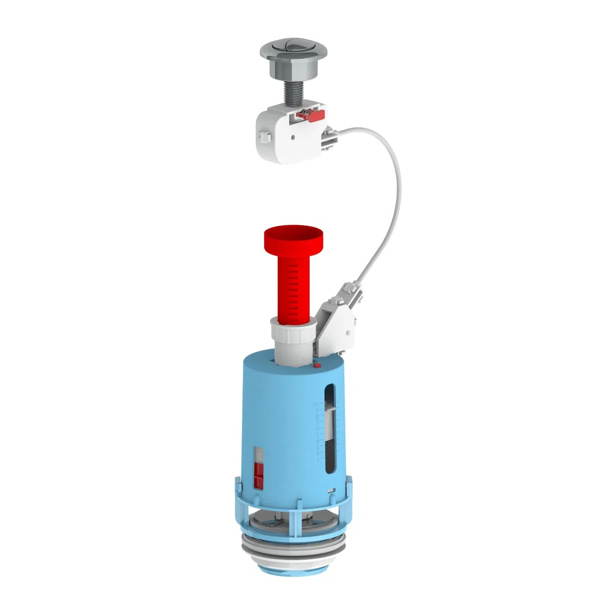 YOSSEE Valvola Scarico Universale per Cassetta WC 3/6 L, Meccanismo di Scarico WC Universale 3/6 L, con Cavo e Pulsante Doppio Cromato, Facile da Installare e a Risparmio Idrico