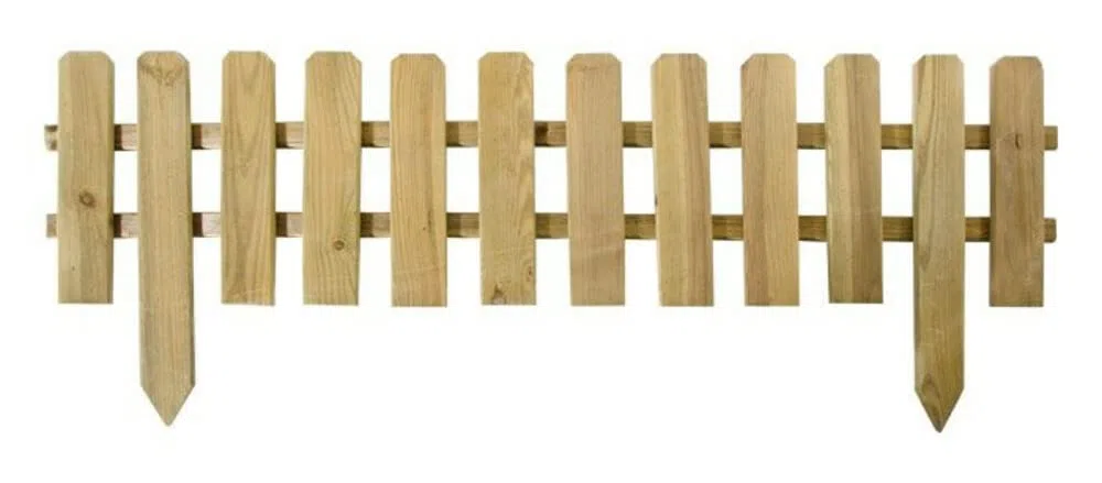 VERDELOOK Recinzione a Listelli Dritti per Esterni, Bassa e Dritta in Pino impregnato, 120x30 cm