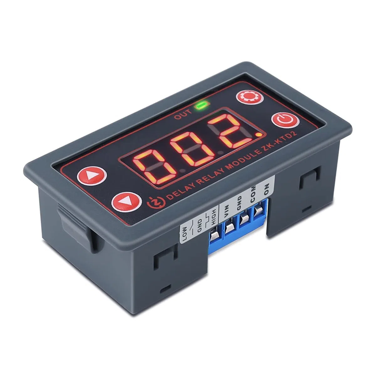 DONGKER Modulo di ritardo DC 5V - 30V, Timer relè con display digitale LED DC 12V 24V 5A, Interruttore di Controllo Modulo 0,1s - 999mins Delay Relay Timer