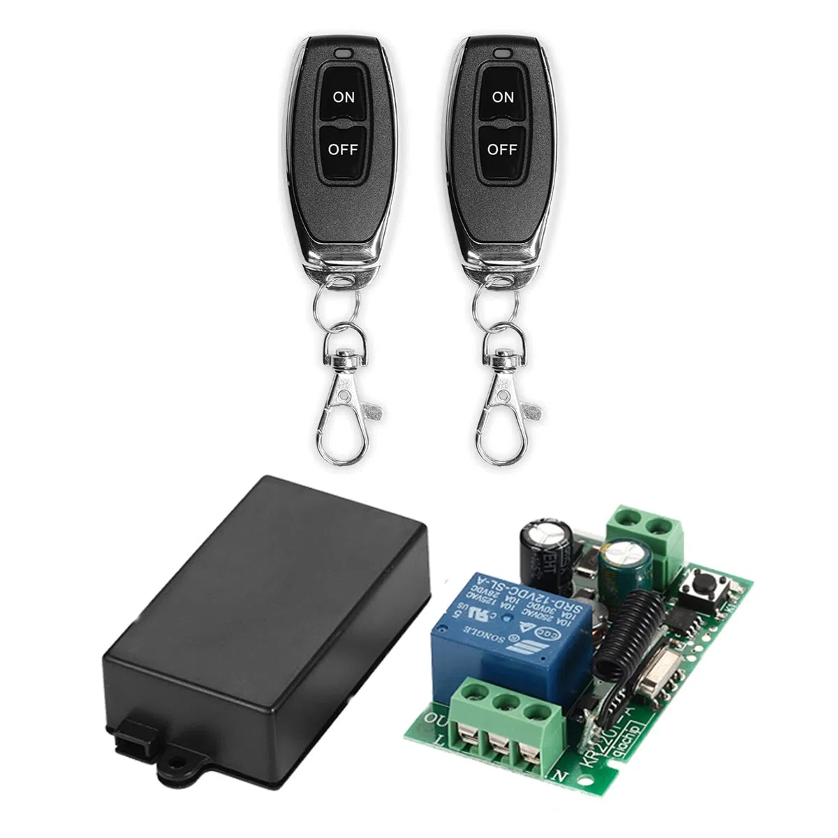 QIACHIP Telecomando interruttore luce ricevitore relè senza fili 1 Canali 220V 230V 433 MHz RF con 2 trasmettitore,modalità interruttore on/off lampada