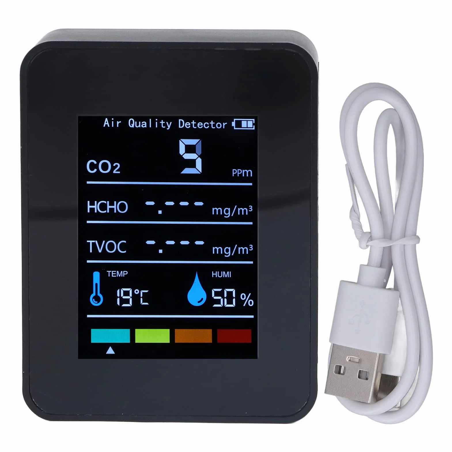 CO2 Rilevatore e Monitor Qualità Aria LCD con Temperatura Umidità Tre Modalità Misura per Camera Coltivazione Casa Viaggio Newentor