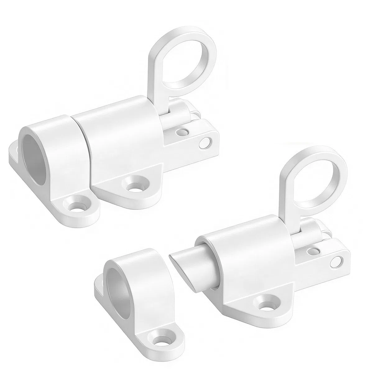 2 Pezzi Chiavistello, Chiavistello Porta, Perno Autoritrattile, Bullone, Chiavistello per Porta in Legno, per Porte, Bagni Capanni, Giardino, Armadi e Ripostigli (Bianco)