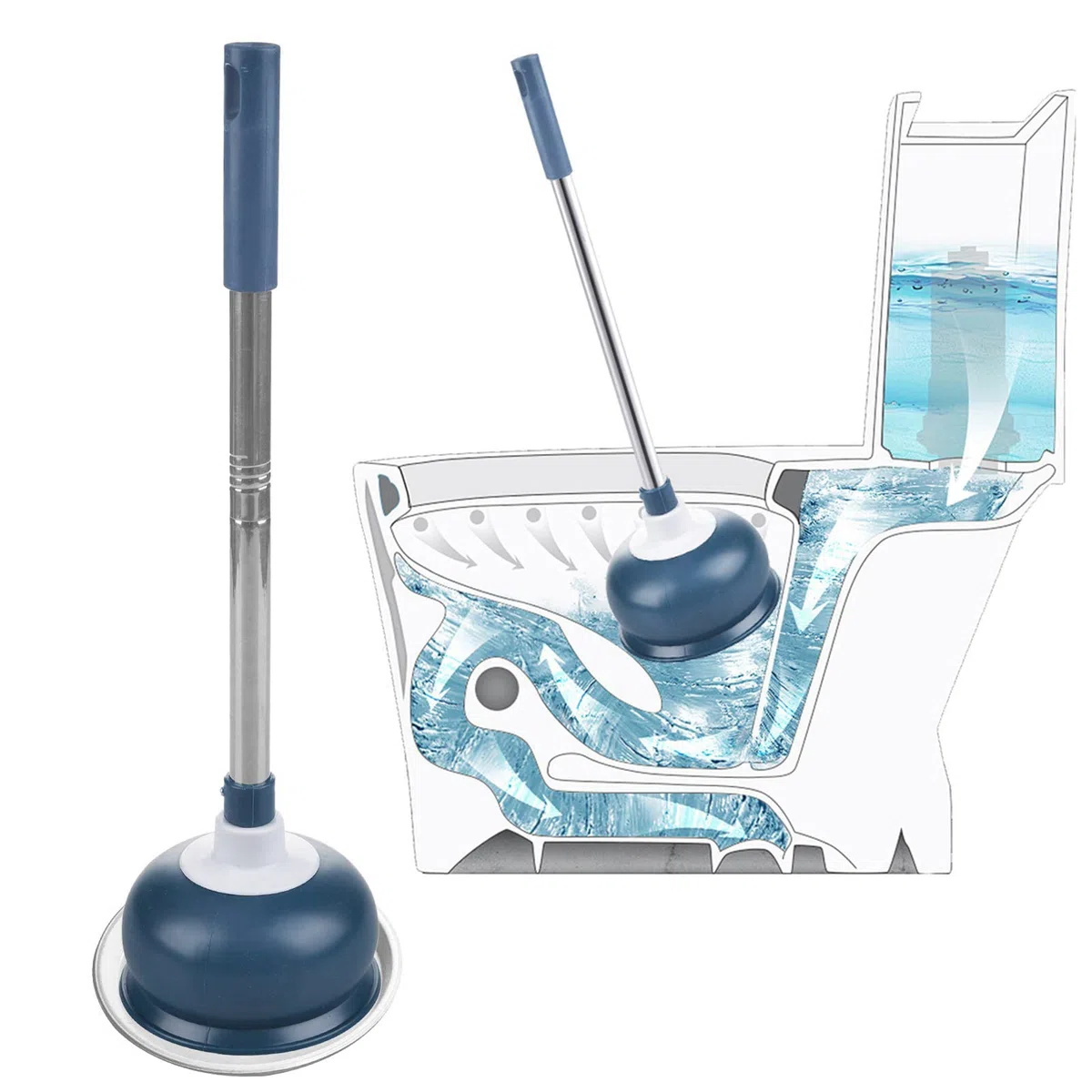 Stura Lavandini e Scarichi, Sturalavandini in Gomma, Sturalavandino, Stura WC, Facile da Usare e da Pulire, Ventosa Sturalavandini a Pressione Professionale