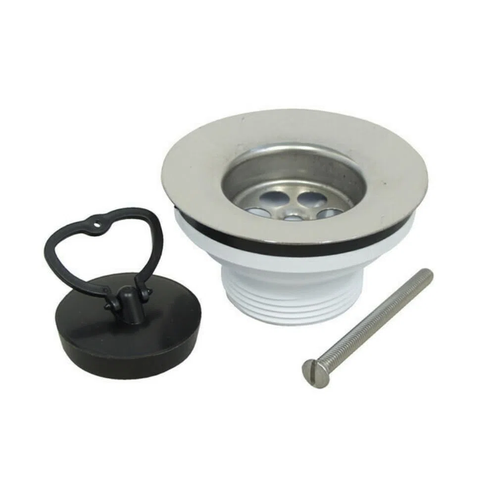 Schläfer 439801 | Piletta Universale per Scarico Lavandino Cucina con Cestello in Acciaio Inox e Tappo in Gomma Rigida con Anello, Piletta in PTE Filetto Maschio 1 1/2", Guarnizione Inclusa