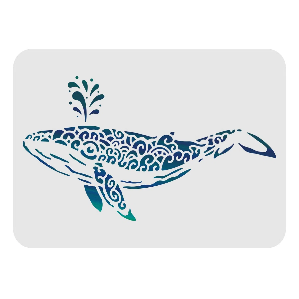 FINGERINSPIRE Stencil a forma di balena, 29,7 x 21 cm, in plastica, motivo animali marini, stencil rettangolari riutilizzabili per dipingere su legno, pavimenti, pareti e piastrelle