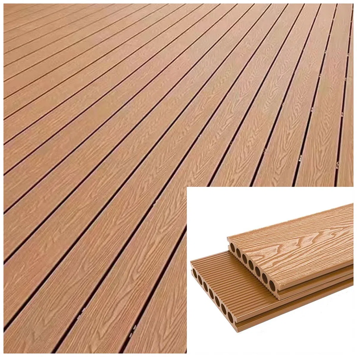 Piastrelle ad incastro per terrazzo con finitura granulata in legno, facile installazione con scatti di connessione e viti per pavimentazione esterna