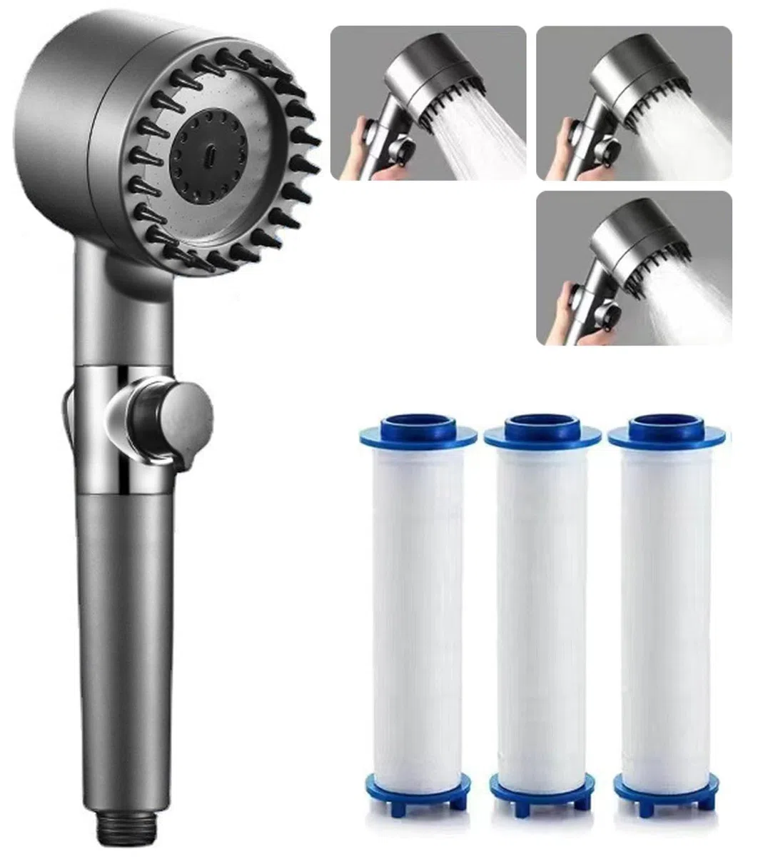 Soffione Doccia, Doccino per Doccia ad Alta Pressione con 3 Modalità di Spruzzatura Regolabili, Risparmio Idrico Doccia, Soffione Doccia Anticalcare con 3 Elementi Filtranti in Cotone PP