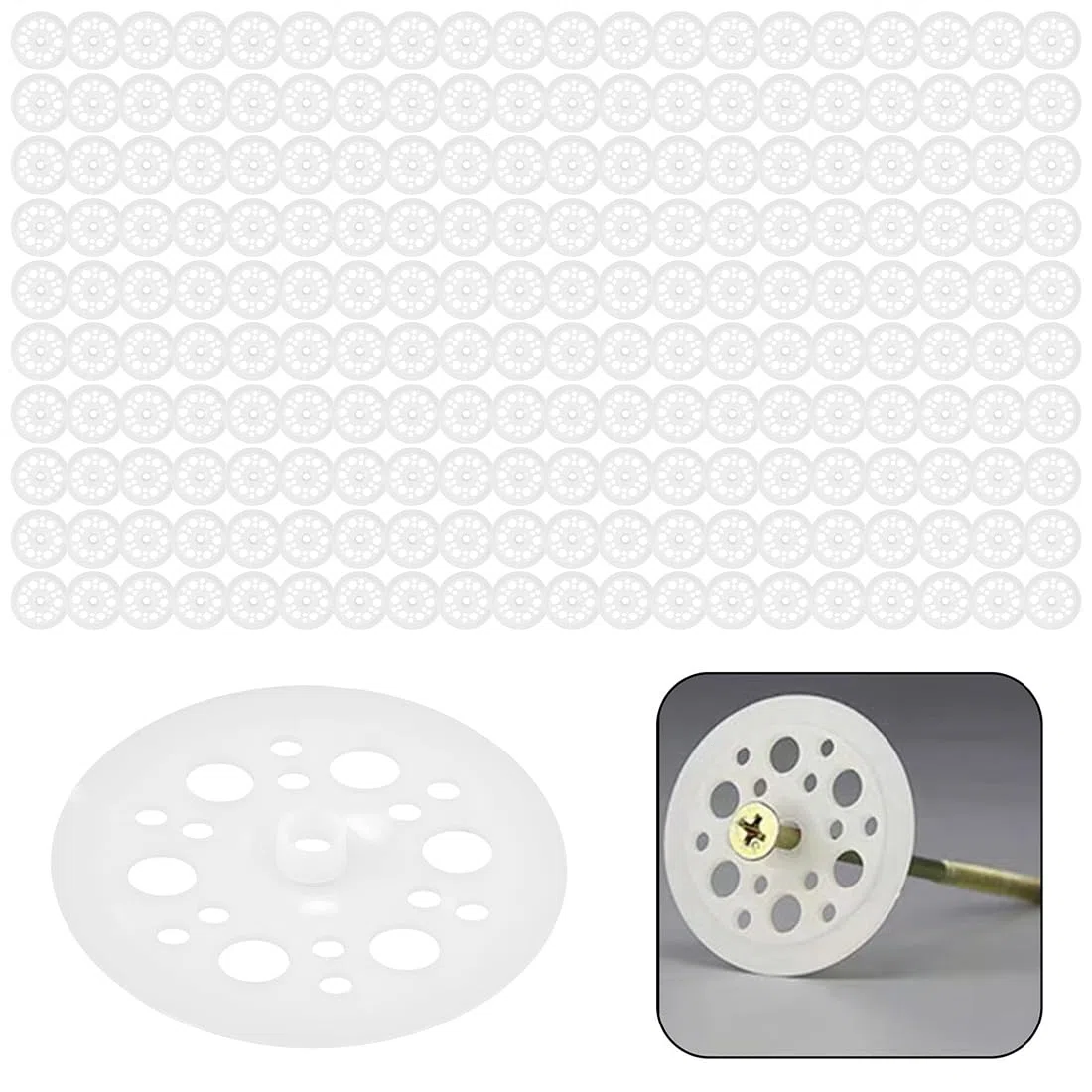 MOLIMOLI 200 Pezzo 46mm Rondelle Plastica, Piastre Isolanti, Piastre Schiuma Rondelle per Supporto e Fissaggio Materiale Isolante