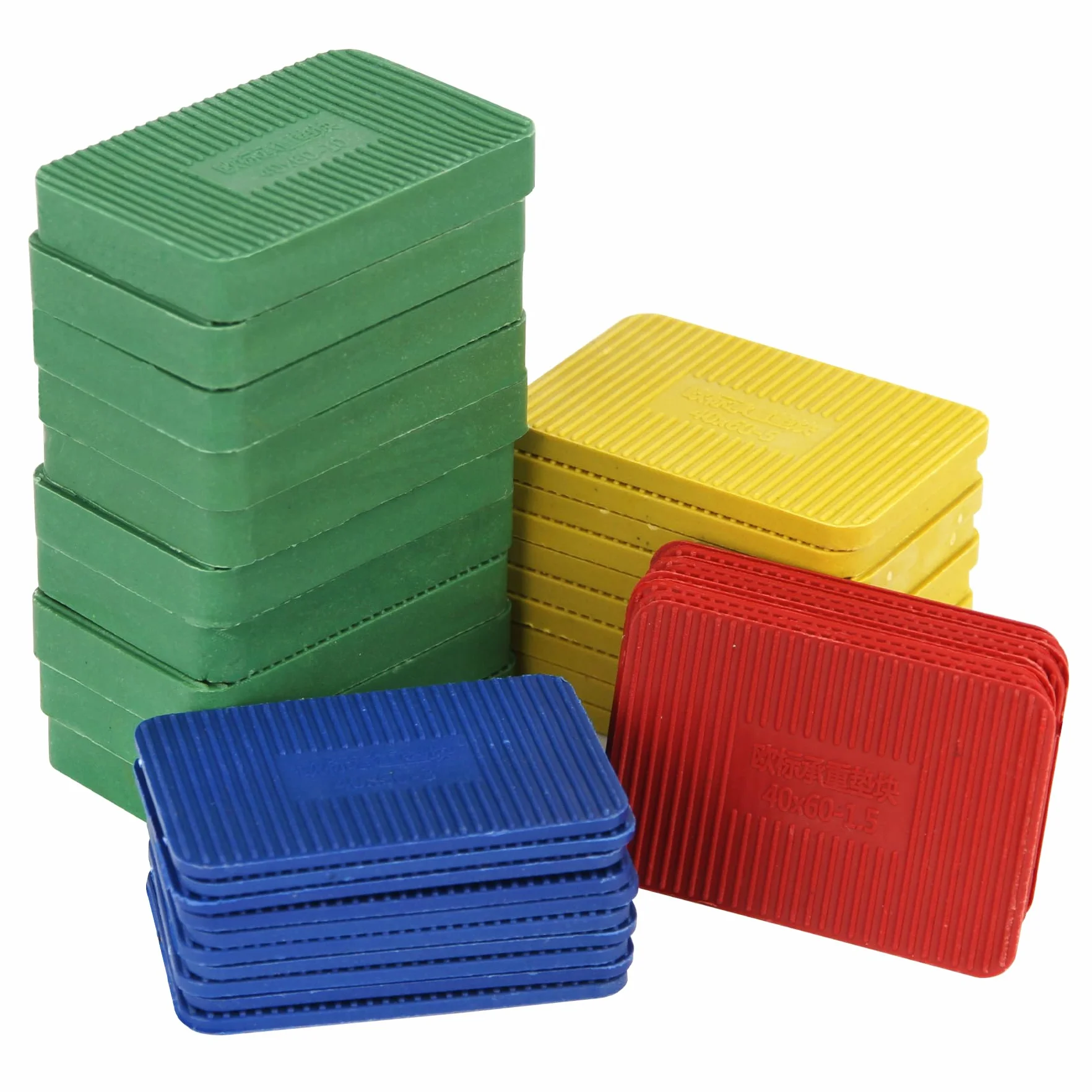 Spesh 40 distanziatori in plastica, 60 x 40 mm, rondelle in plastica, cunei in plastica, blocchi distanziali nelle dimensioni: 1,5,3,5,10 mm