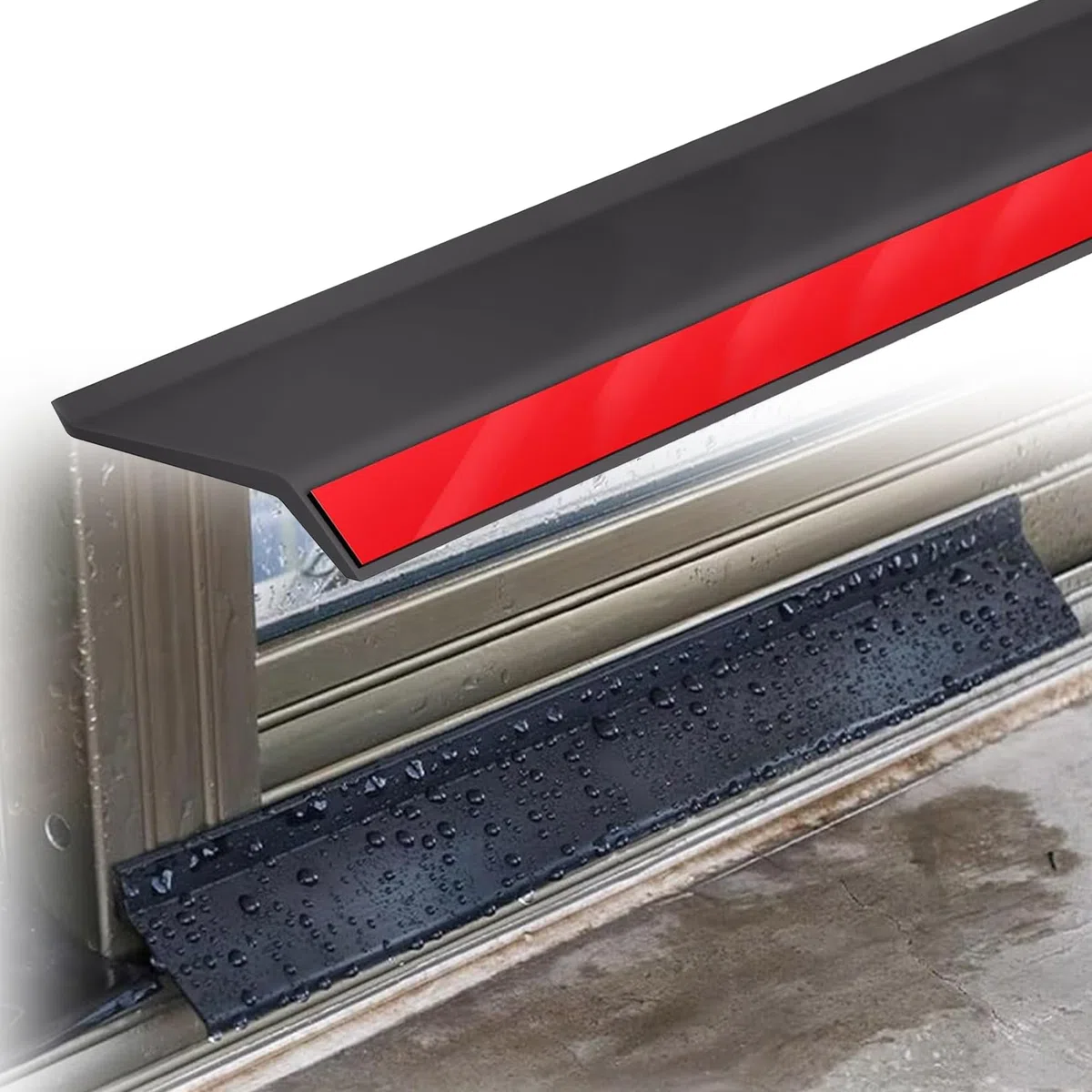 Parapioggia per Porte Autoadesivo 6M(19.68FT), Bordo Gocciolatoio Esterno Guarnizione Meteo Gomma, Nastro Barriera Acqua per Soglie Antigelo - Resistente e Durevole(Size:45MM(1.77IN),Color:Nero)