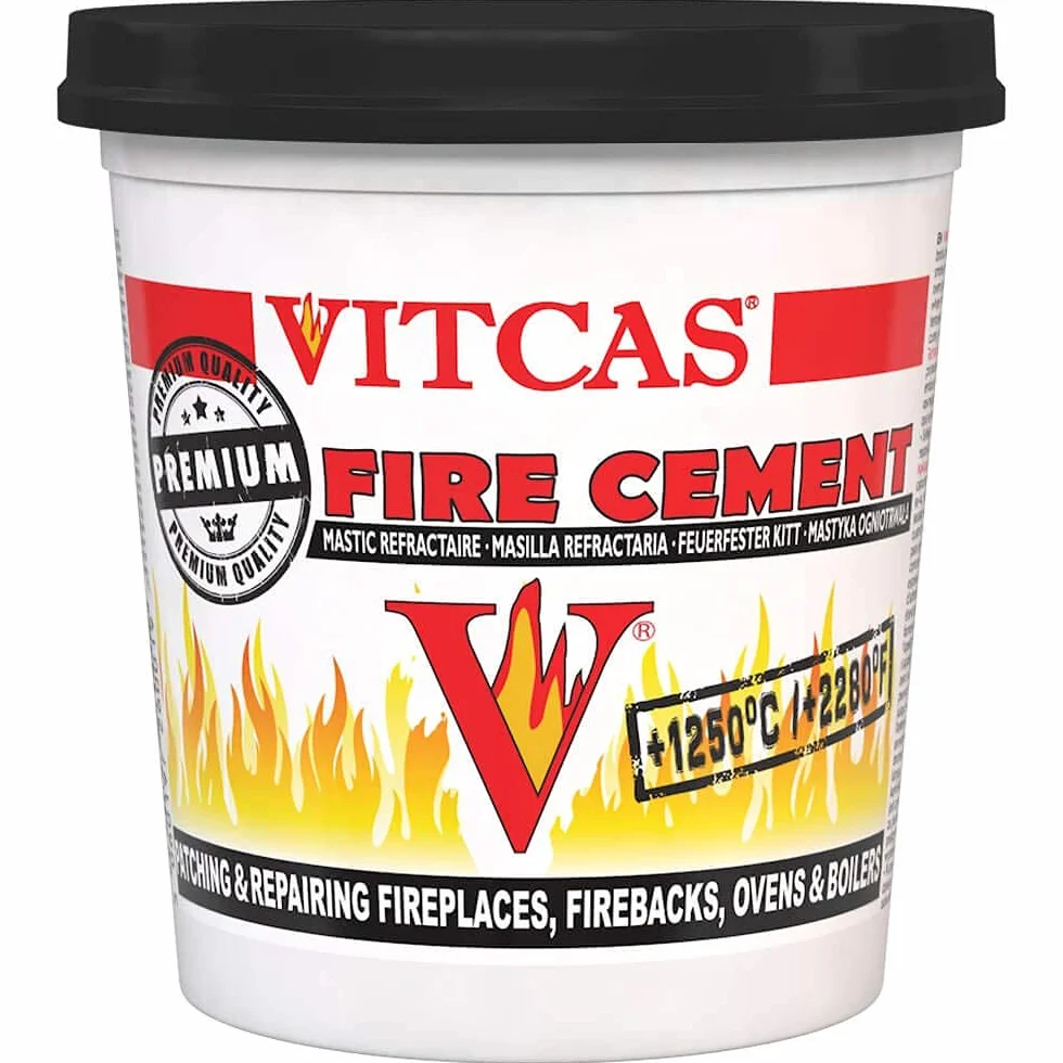 VITCAS Cemento refrattario Nero da 1 kg, Eccellente adesione, converte in Roccia, rattoppatura, Riparazione, camini, stufe, caldaie, Facile da Usare, Tenuta ermetica, Tempo di Riparazione rapido